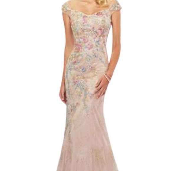 Montage by Mon Cheri Dresses & Skirts - Montage by Mon Cheri 118966 Evening Dress Champagne/Multi Size 6